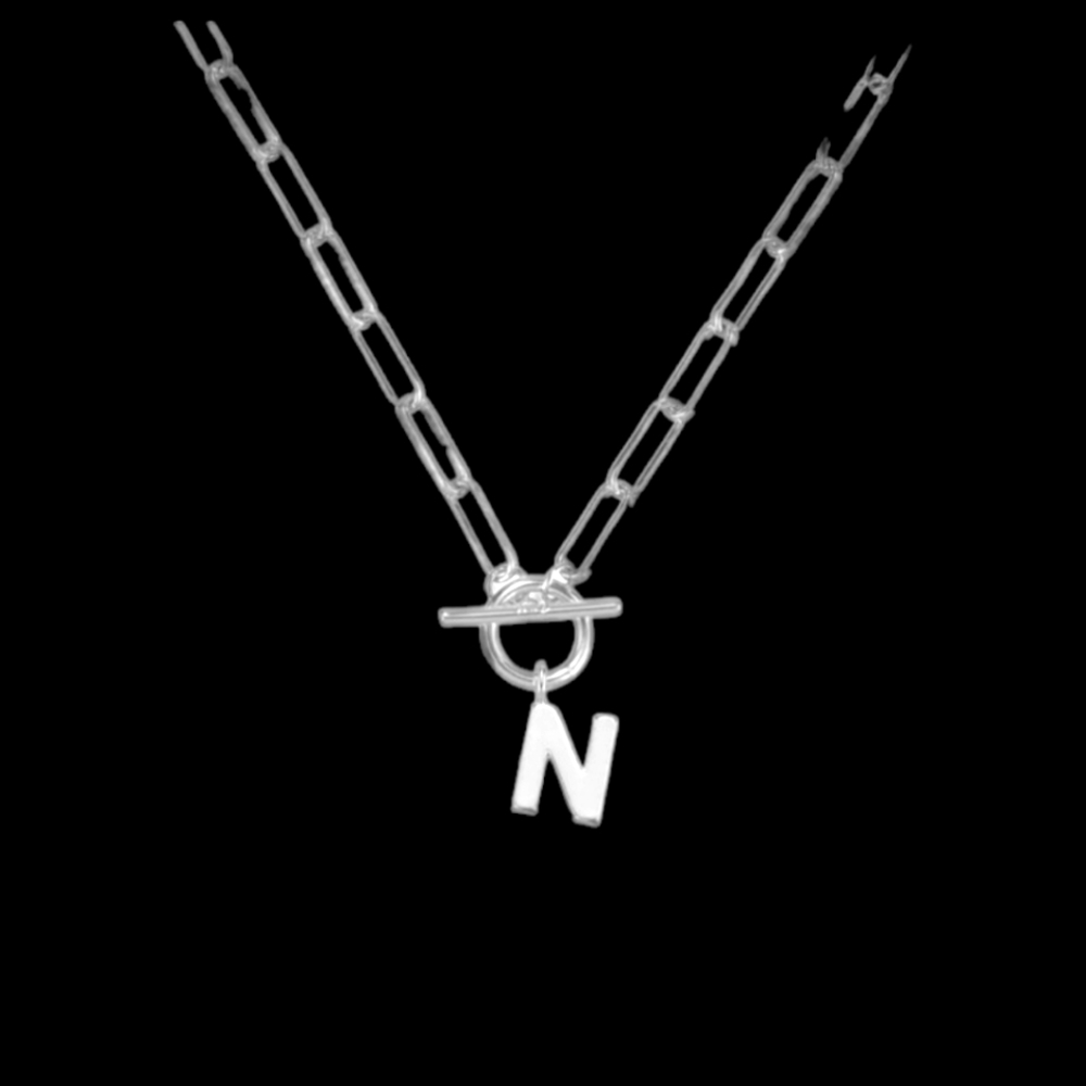 Natalie Wood Designs Toggle Initial Necklace Letter "N"